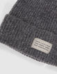 Gorro de punto de canalé gris para niño-5