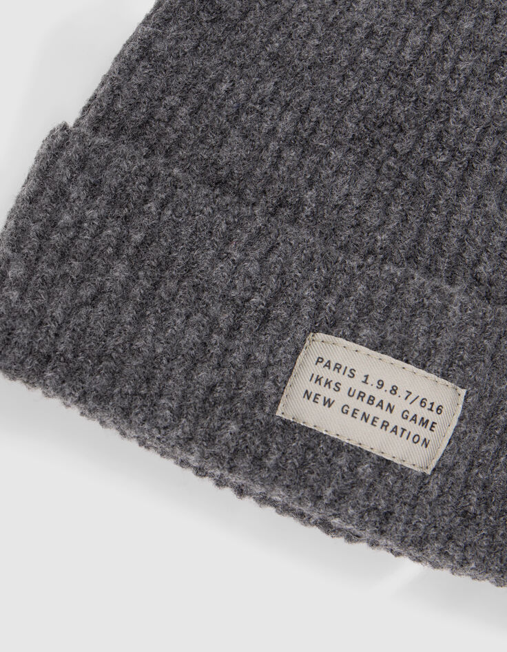 Gorro de punto de canalé gris para niño-5