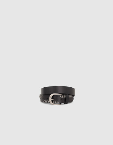 Ceinture en cuir noir à clous et têtes de mort Femme  - IKKS