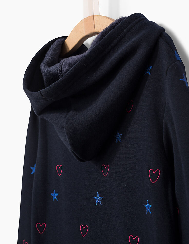 Robe-sweat marine brodée fille-5