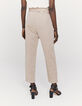 Pantalones camel lino algodón cinturón mujer-2