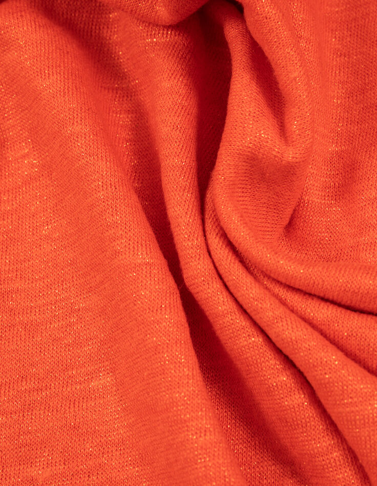 Women's iridescent linen knit asymmetrical melon tee-shirt-8