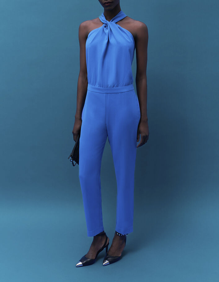 Combinaison pantalon bleue effet drapé devant Femme - IKKS