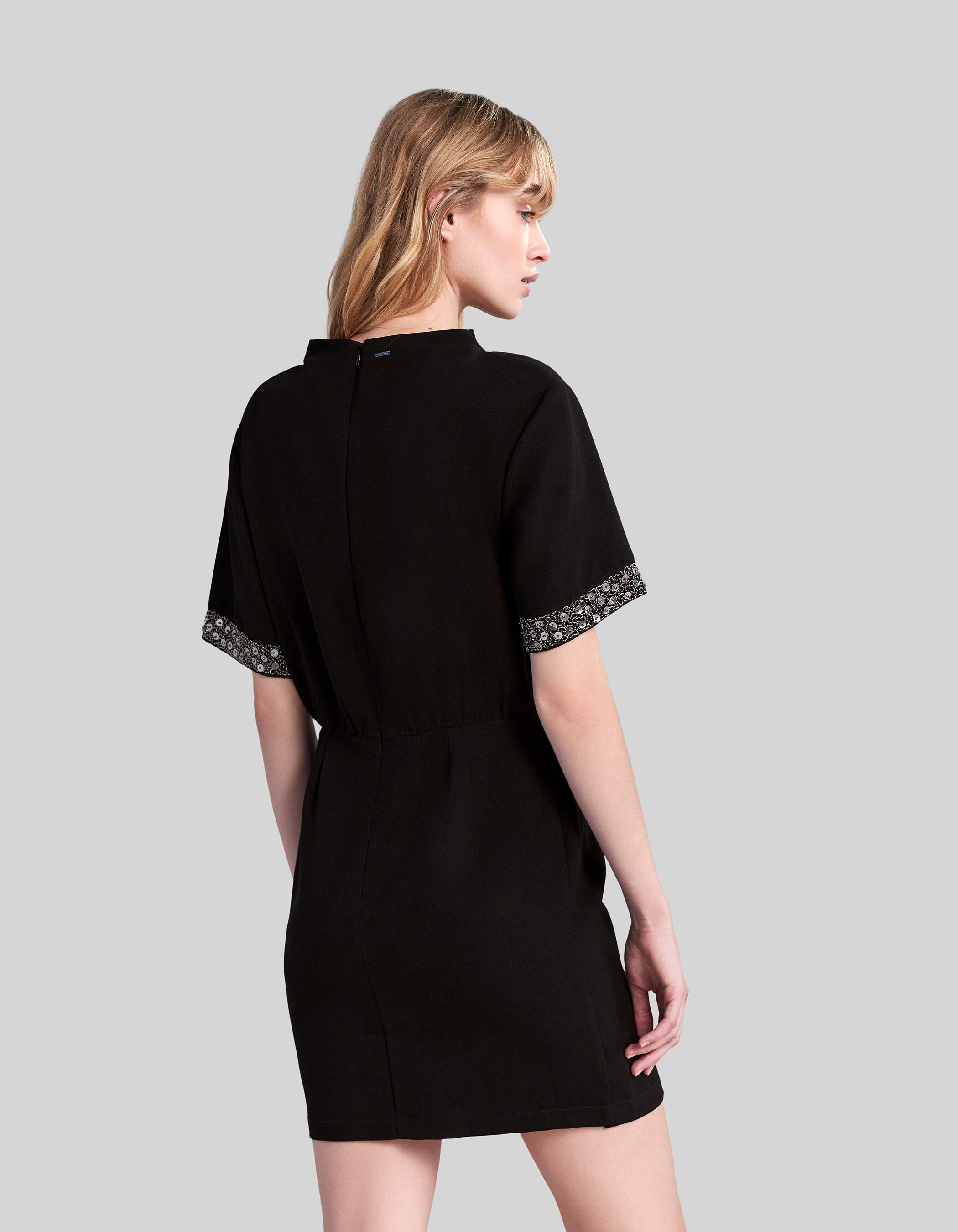 Robe noire decor perles et sequins Femme IKKS