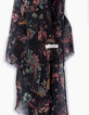 Chèche fin imprimé floral bords frangés femme-3
