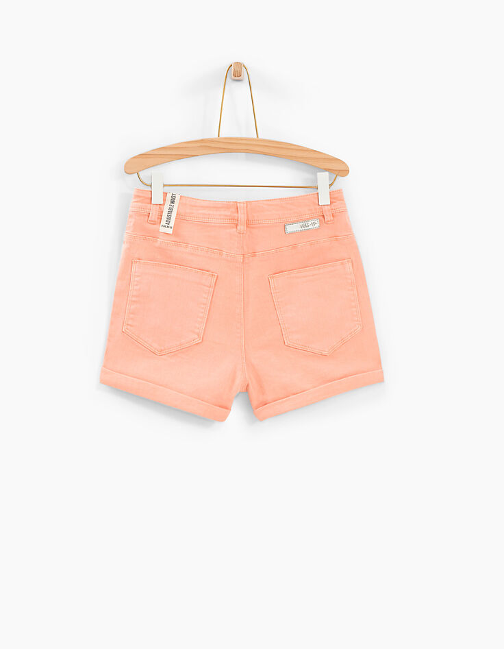 Short mom en jean corail fille -2 Short mom en jean corail fille -2