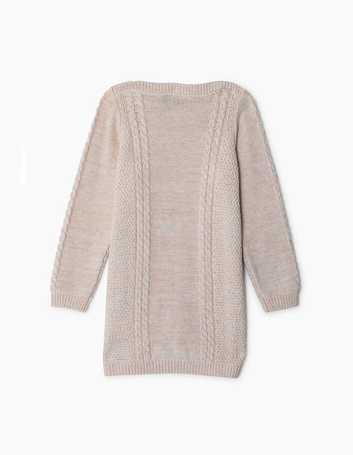 Girls’ off-white and copper decorative knit sweater-dress - IKKS