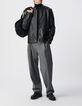 Men's black leather jacket-4