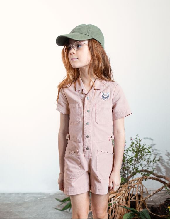 Girls’ violet safari jacket-style playsuit
