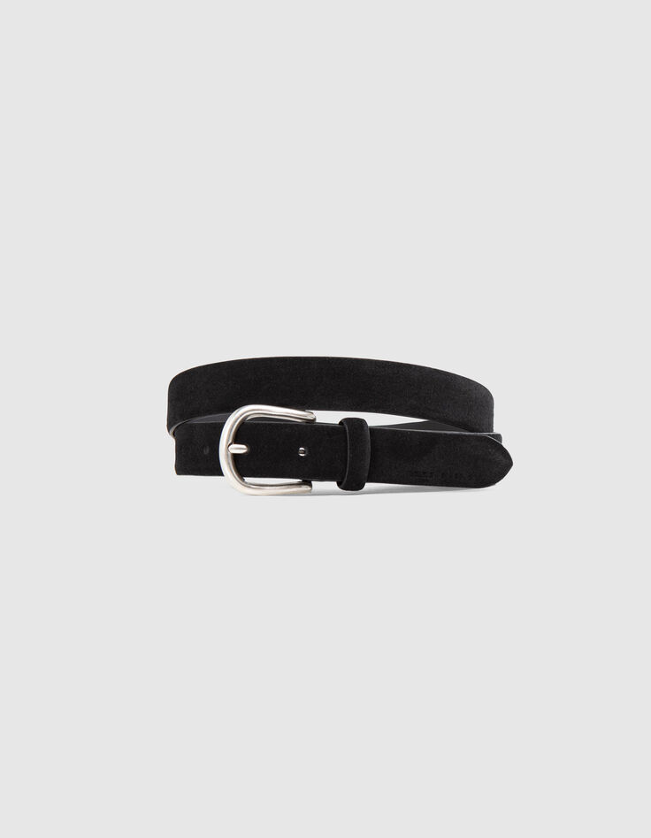 Men’s black suede thin belt-1