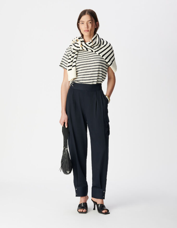 Marineblaue Ballonhose f&uuml;r Damen mit Kampftaschen-1