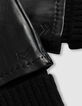 Gants longs noirs revers rayé Femme-4