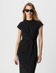 Vestido midi negro con lazo lateral Mujer-5