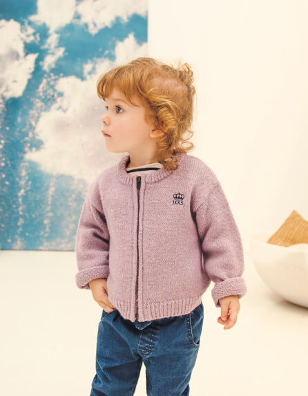 Baby girls’ lilac zipped knitted cardigan