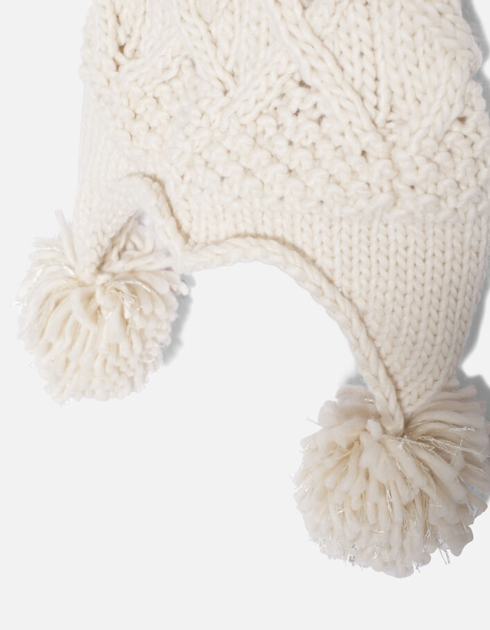 Bonnet péruvien bicolore tricot blanc bébé fille - okaidi