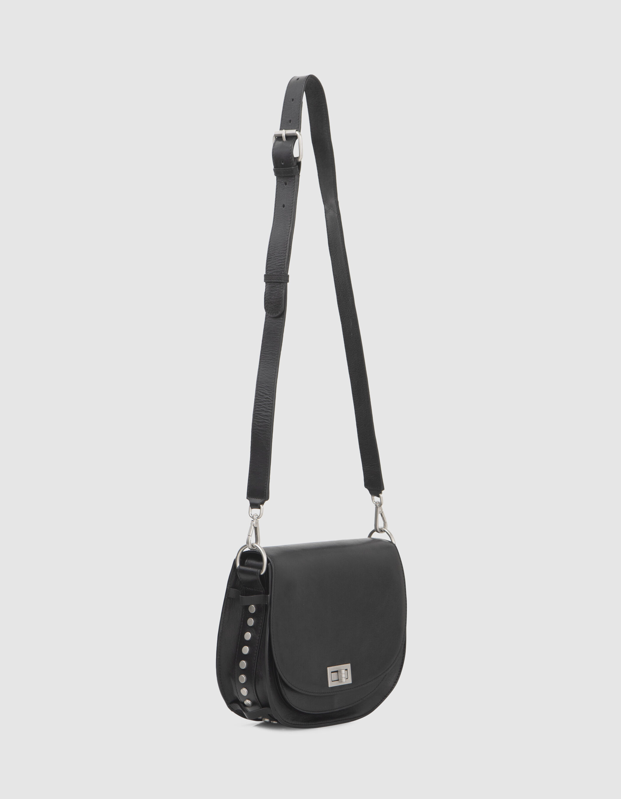 Women s black studded leather The Waiter saddle bag