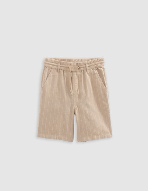 Bermuda beige coton bio motifs rayures garçon - IKKS