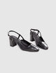 Slingbacks noires cuir talons d&eacute;cor clous Femme-6