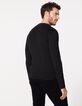 Zwart tricot herenvest met rits-3