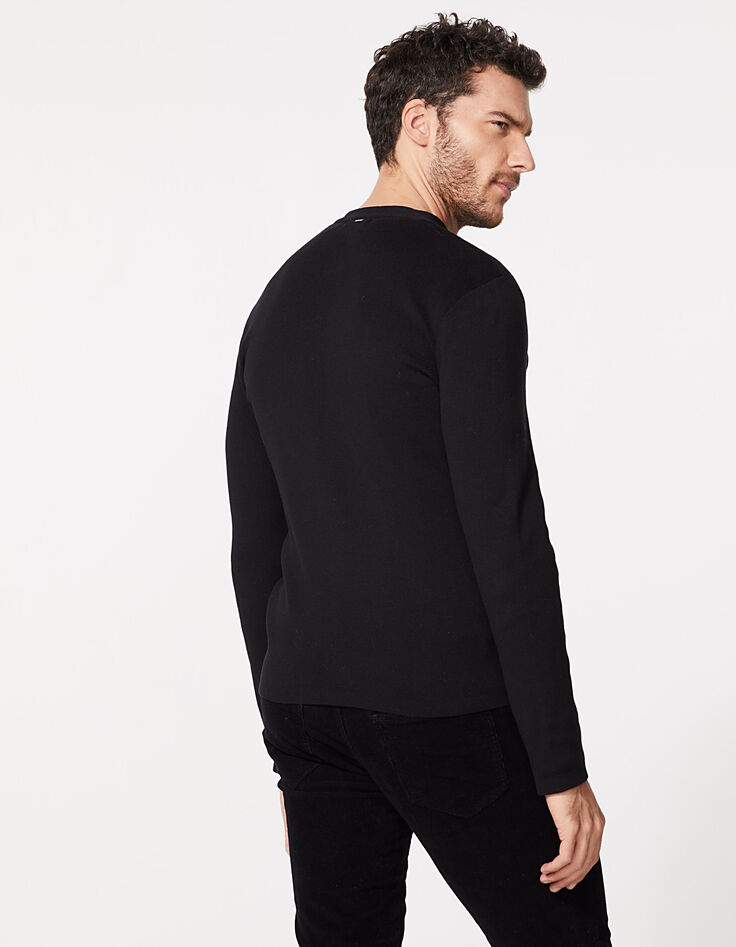 Zwart tricot herenvest met rits-3