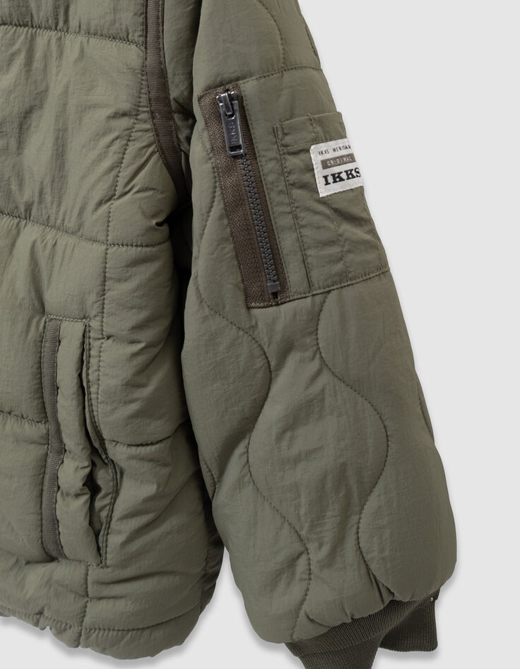 Wendbare Herren-Daunenjacke khaki Nylon gesteppt Sherpa-7