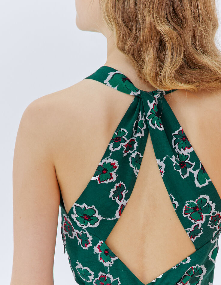 Grüner Damen-Hosenoverall mit Maxi-Blumenprint-5