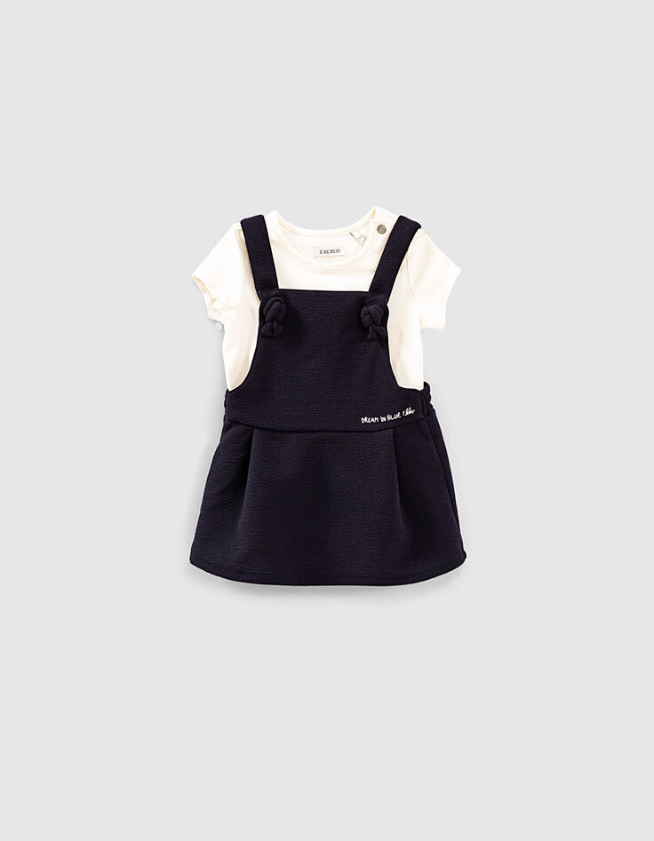 Ensemble robe navy et tee-shirt écru bébé fille-2