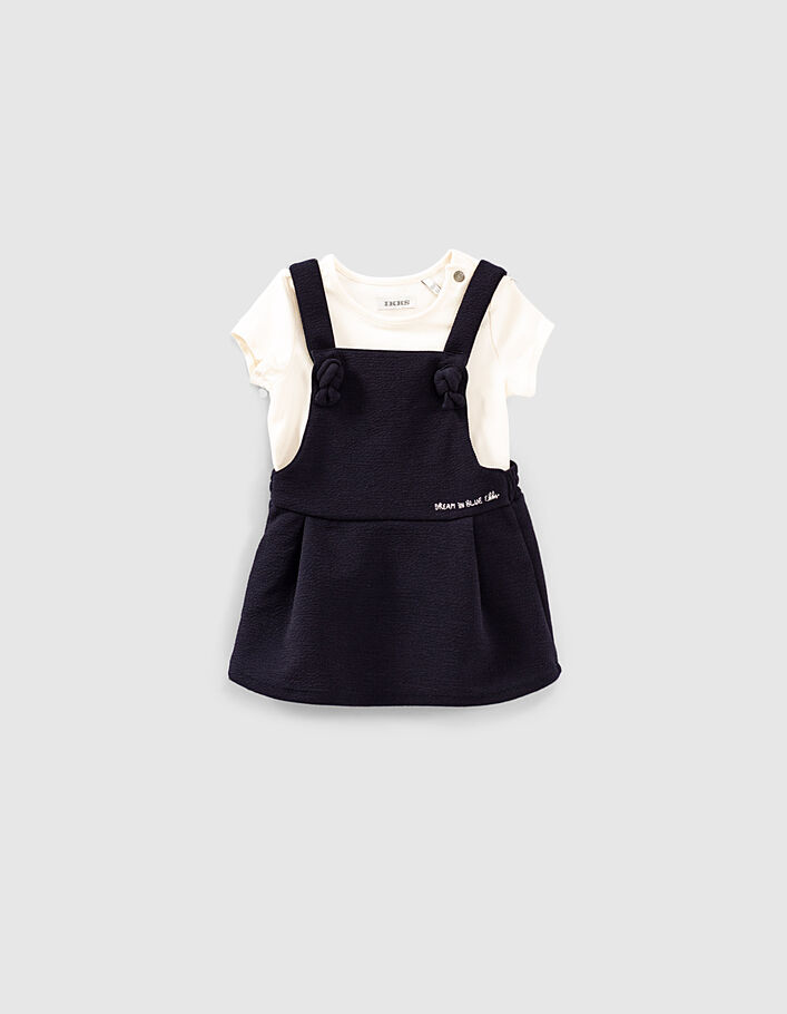 Ensemble navy jurk en ecru T-shirt babymeisjes - IKKS