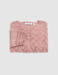 Cardigan rose tricot lurex ajouré bébé fille-5