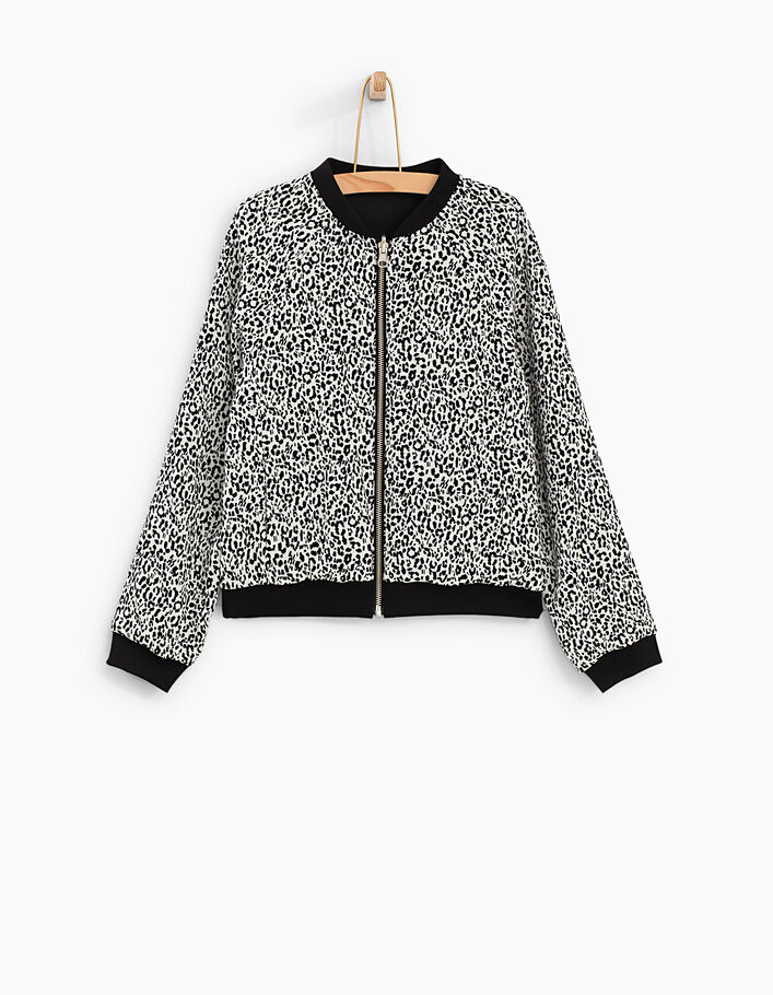 Girls’ black/leopard reversible bomber jacket - IKKS