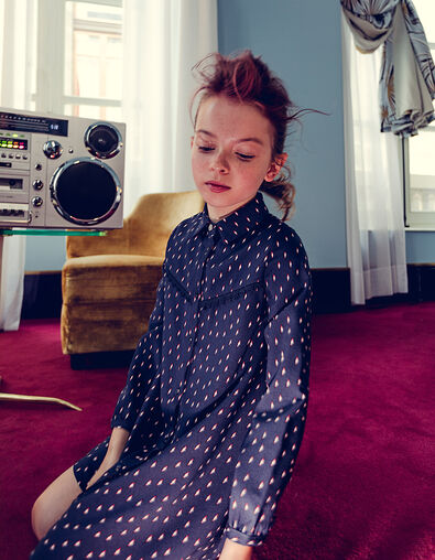 Robe-chemise navy imprimé éclairs fille - IKKS