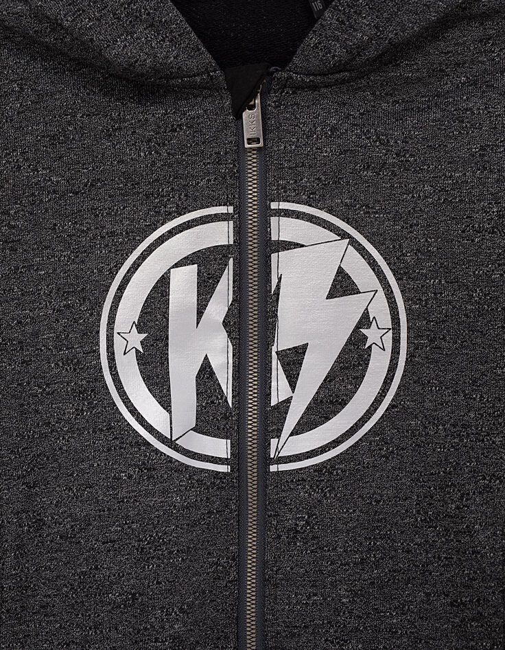 Graue Jungensweatjacke mit Brille und K-Print IKKS HERO-6