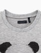 Tee-shirt gris chiné moyen visuel panda-skateur garçon -4