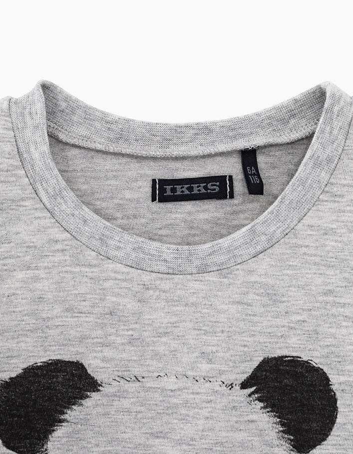 Tee-shirt gris chiné moyen visuel panda-skateur garçon  - IKKS