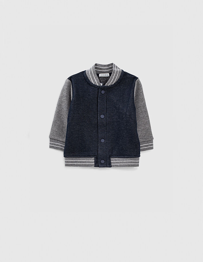 Baby boys' navy knit pea coat-style cardigan - IKKS