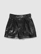 Short noir cuir à revers Femme-6