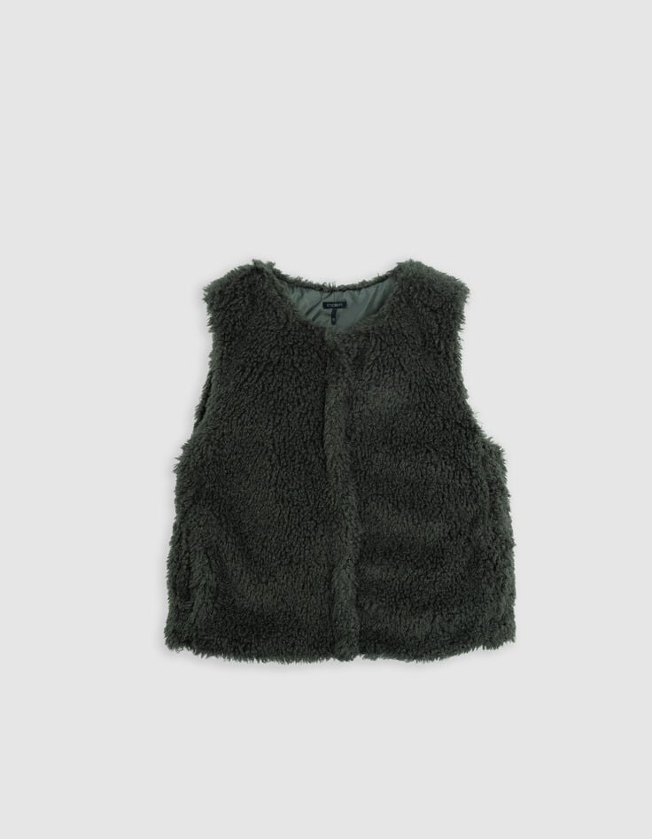 Doudoune 2-en-1 kaki avec gilet sherpa fille-2