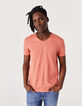 Tee-shirt L'Essentiel corail à col V Homme-1