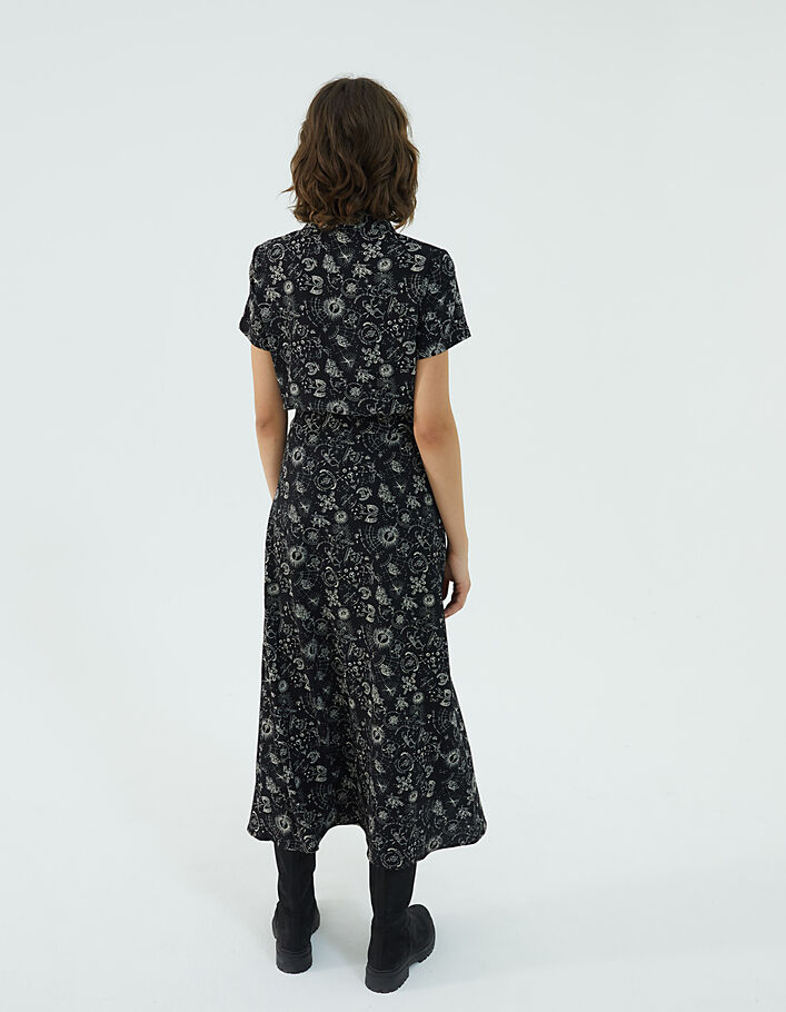 Langes Kleid aus Viskosechiffon mit Tattoo-Print-2