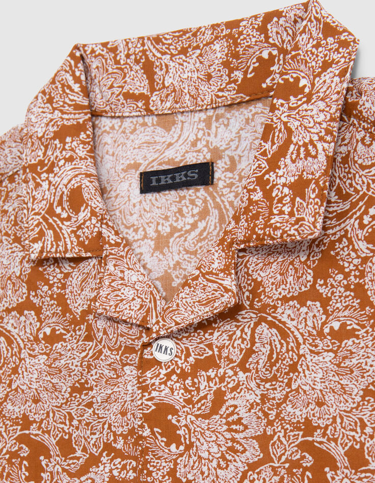 Chemise caramel imprim&eacute; ethnique gar&ccedil;on-4
