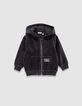 Graue Jungensweatjacke mit Kapuze aus Rippstrick-1