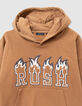 Camelbraunes Jungen-Kapuzensweatshirt Maxi-Schriftzug-4