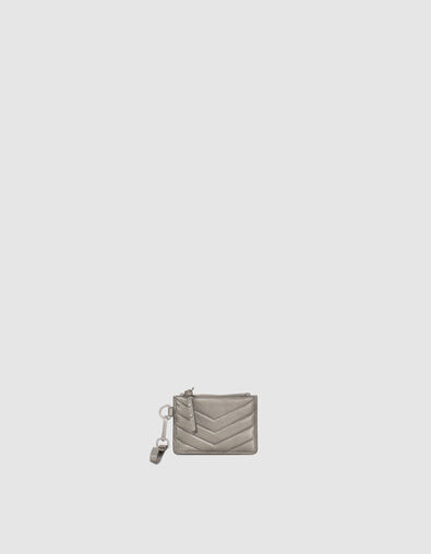 Women&rsquo;s silver leather 1440 Banker card holder - IKKS