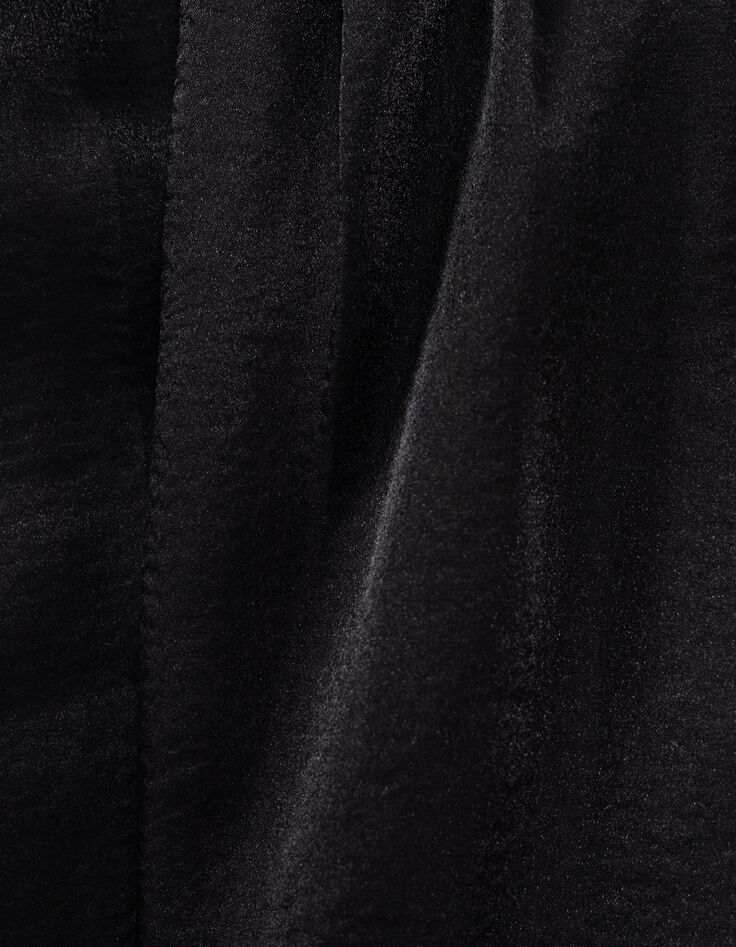 Girls’ black satin dress with smocked panel-9
