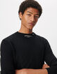 Pull noir col rond tricot 100% laine Homme-4