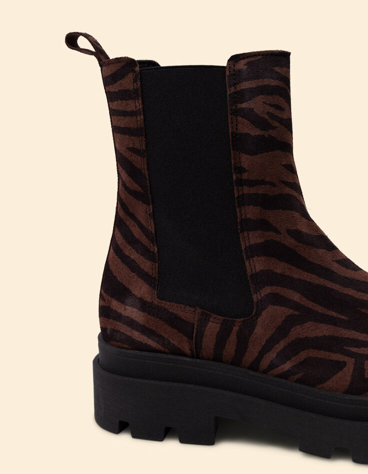 Chelsea laarzen bruin leer Fluwelen zebra motief I.Code-5