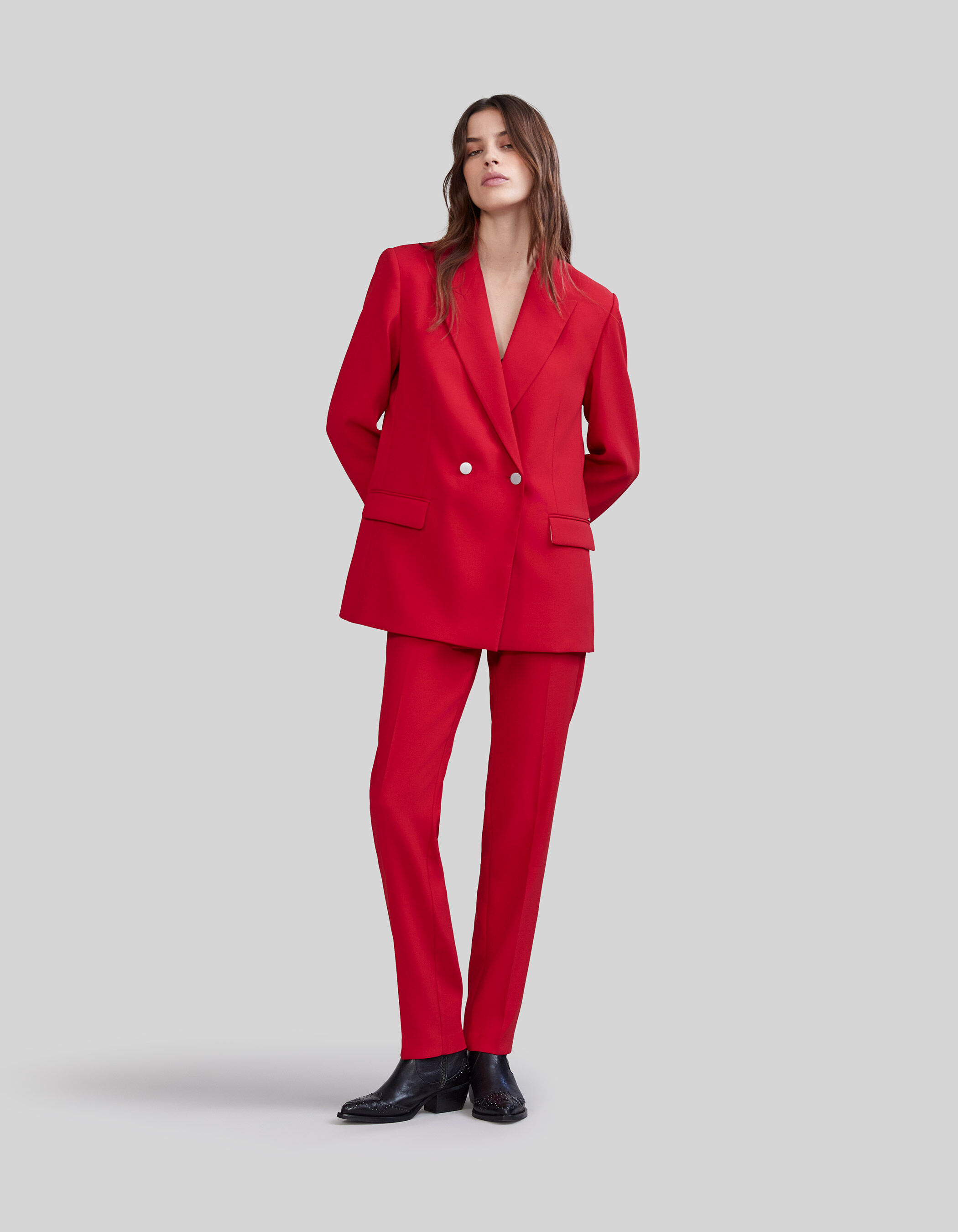 Veste de costume coquelicot croisee Femme IKKS