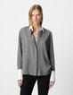 Women’s grey striped shirt with white cuffs and collar-3 Women’s grey striped shirt with white cuffs and collar-3