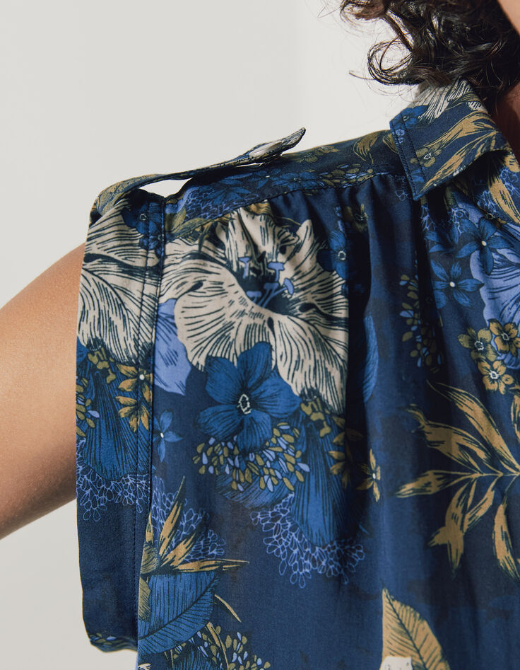 Top imprim&eacute; floral tropical avec pattes &eacute;paules femme-3