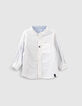 Baby boys’ white organic reversible shirt + blue stripes-7
